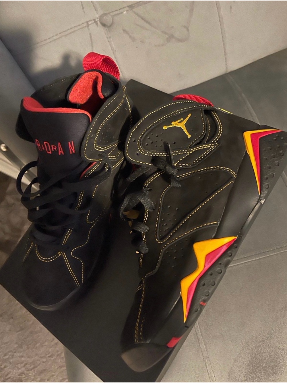 Jordan Retro High-Top Sneakers - Black, Red, Yellow